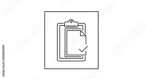 Clipboard document icon with checkmark symbolizing successful task completion or approval