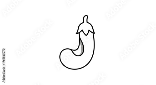 Minimalist vector outline drawing of a fresh healthy eggplant vegetable produce for healthy eating