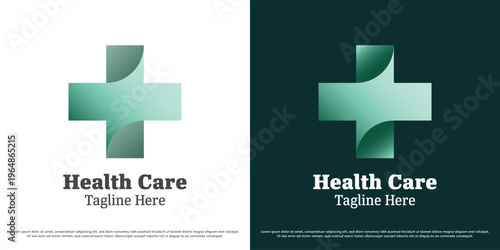 Health plus gradient logo design vector. Hospital health plus silhouette. Doctor health clinic icon symbol.