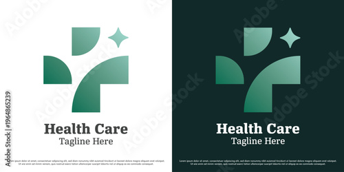 Health plus gradient logo design illustration vector. Silhouette plus health mark of a doctor. Simple healthcare medic icon symbol.