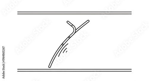 Minimalist line illustration of medical intervention with a flexible instrument inside a vessel icon