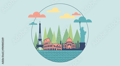 Illustration of Eiffel Tower and Buildings.