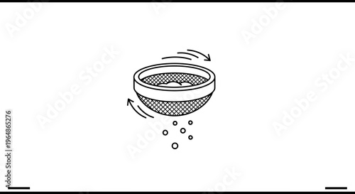 Animated icon illustrating the process of sifting and filtering small particles through a fine