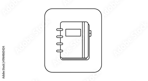 Minimalist spiral notebook icon for digital interface design and educational resources