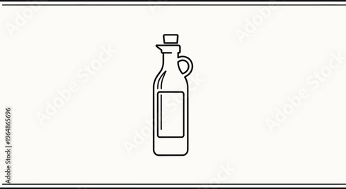 Minimalist linear illustration of a bottle with a pour spout and handle perfect for food products