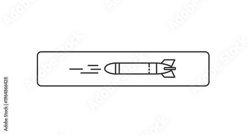 Streamlined black line art icon illustrating a high-speed projectile in dynamic motion through a