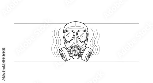 Protective device for hazardous environments featuring filtered breathing apparatus outline