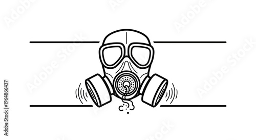 Monochromatic graphic of a personal protective equipment respirator for hazardous environments
