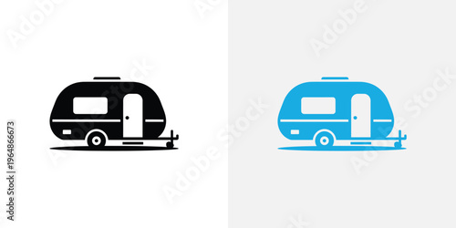 Black and blue camper trailer caravan