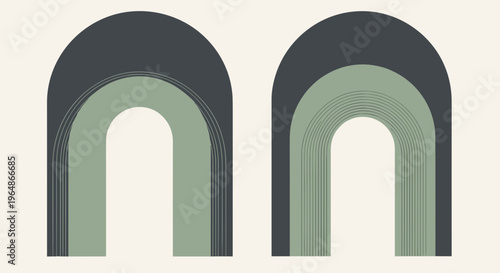 Two Gray Arches Side by Side.