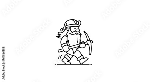 Charming cartoon miner character with pickaxe and headlamp embarking on an adventurous underground