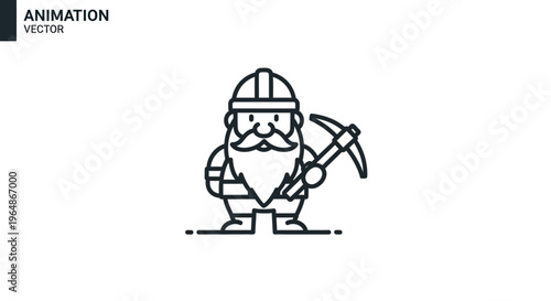 Charming mining gnome character illustration ready for digital animation and creative design