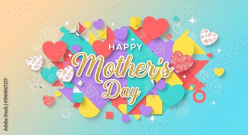 Happy Mother's Day colorful heart celebration