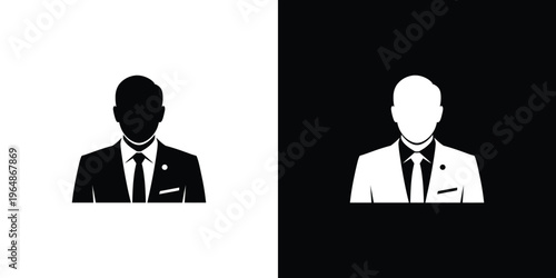 Black and white businessmen silhouettes suits ties