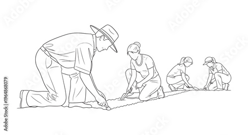 Agriculture Worker Collection – Crouching & Planting CAD People