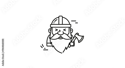 Hard hat hero with a mighty beard and axe, a symbol of joyful labor and robust craftsmanship