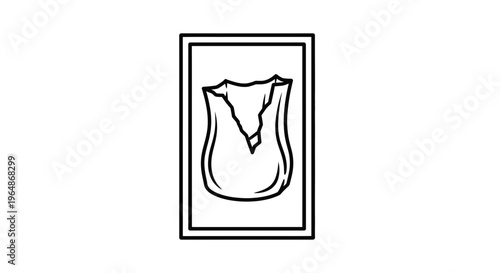 Minimalist outline illustration of a fractured protective barrier depicting vulnerability and damage