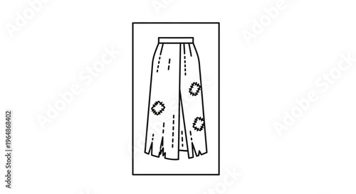 Minimalist vector line art of a stylish long skirt featuring an elegant front split and abstract
