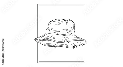 Rustic charm wide-brimmed hat drawing perfect for vintage-themed creative projects or halloween