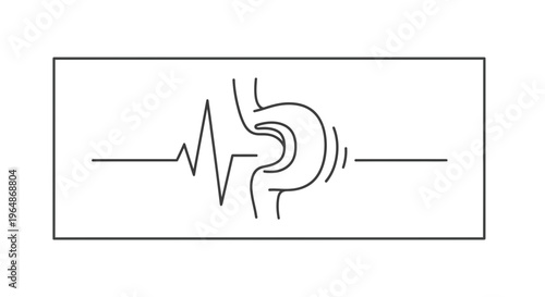 Clear depiction of stomach activity featuring a rhythmic pulse and emanating sensory waves for