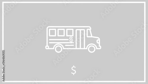 School Bus Icon with Dollar Sign - Education Cost Concept