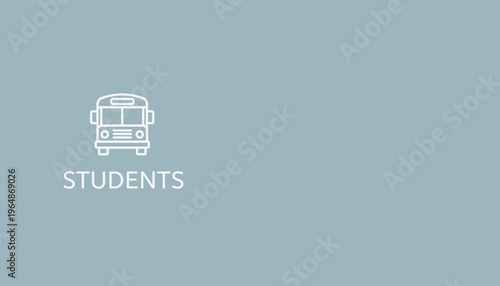School Bus Icon with Students Text - Education Transportation Concept