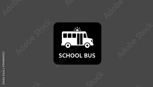 School Bus Icon, Transportation Symbol, Education Vehicle Graphic