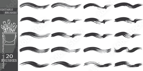 Editable brushes, customizable graphics, 20 vector brushes, digital art tools