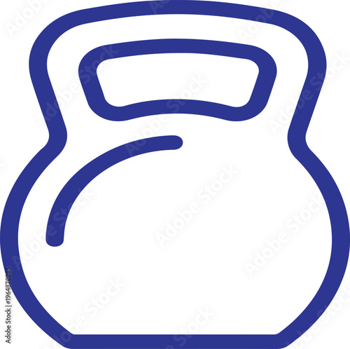 A bold blue outline representing the classic shape of a heavy gym weight device often used for functional fitness training sessions in athletic environments where people gather to improve their overal
