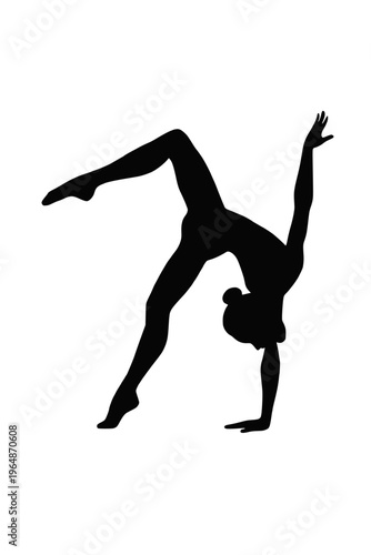 Gymnast doing back walkover silhouette vector illustration