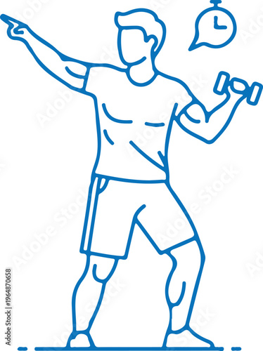 A dedicated male athlete performing a focused strength training routine while standing tall and energized in a simple activewear outfit consisting of a fitted t-shirt and athletic shorts showcasing hi