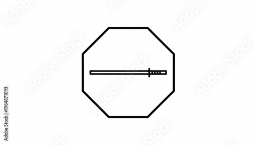 Octagon Stop Sign with Katana Sword Silhouette