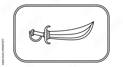 Pirate Cutlass Sword Icon Outline, Saber Weapon Symbol, Vector Illustration