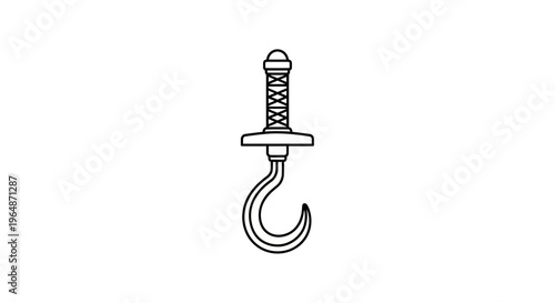 Pirate Hook Hand Weapon Icon Vector Illustration Black and White