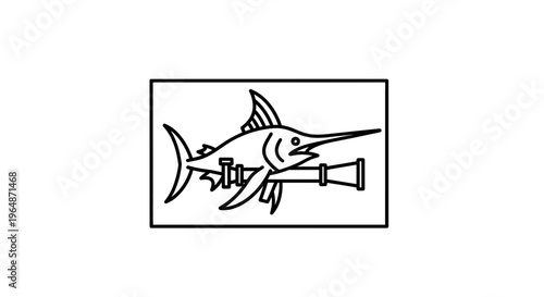 Marlin Fish with Clarinet - Creative Vector Illustration