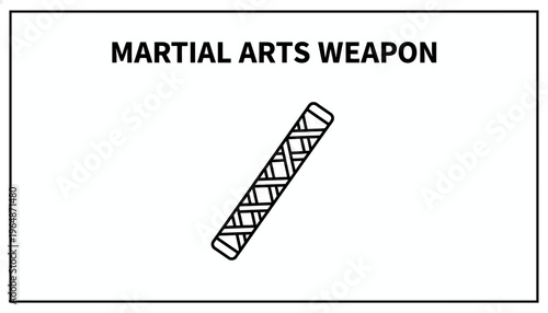Martial Arts Weapon Icon: Traditional Bo Staff with Woven Grip