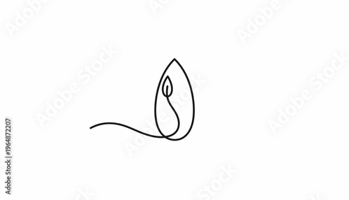 Minimalist single line drawing of a sprouting seed with a leaf, symbolizing growth and new beginnings.