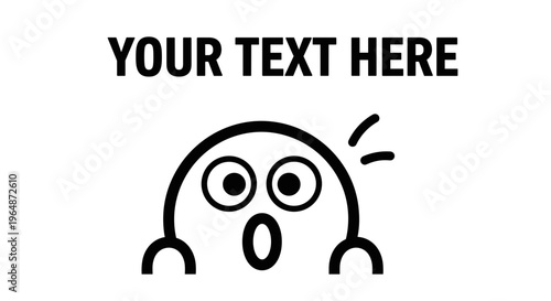 Astonished cartoon character peeking over edge with wide eyes and open mouth surprised expression blank space for text