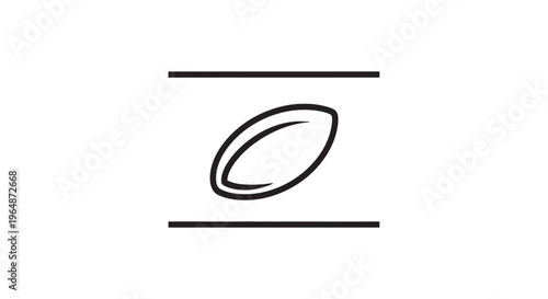 Minimalist Rugby Ball Icon with Lines, Simple Sport Symbol