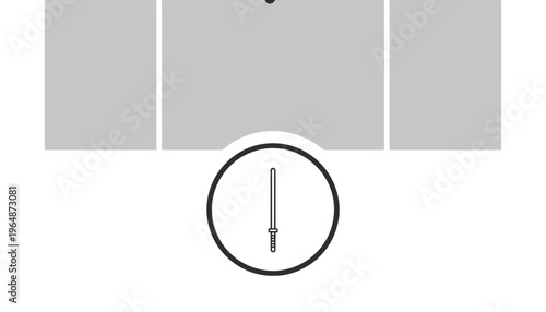 Minimalist icon of a sword in a circle, representing combat, gaming, or medieval themes.