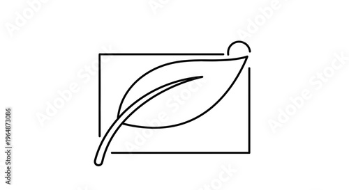 Minimalist leaf icon in a square frame, eco-friendly symbol, nature logo concept