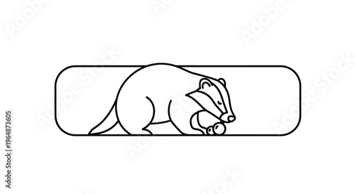Clean linear illustration of a European badger in a simple graphic style with smooth rounded lines