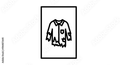 Distressed tattered old shirt icon illustrating worn and damaged clothing in a simple line art style