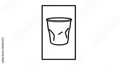 Minimalist black and white line art illustration of a disposable beverage cup for various design