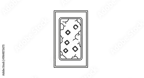 Minimalist floor mat artwork featuring abstract diamond shapes and organic crack patterns isolated