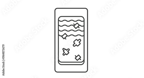 Stylish monochrome icon of a refreshing cold drink with ice cubes in a slender beverage container