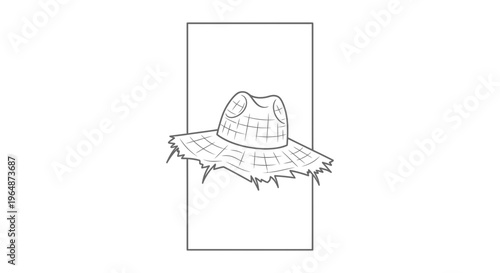 Classic rustic straw hat illustration, a timeless symbol of agricultural life and summer style in