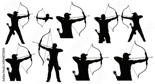 Archery Silhouette Collection: Diverse Poses and Actions