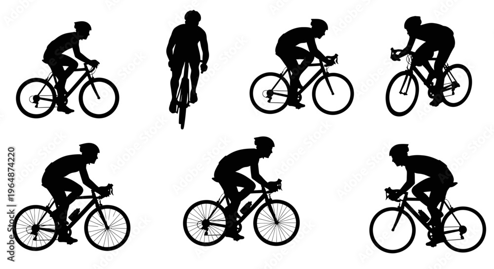 Fototapeta premium Cyclist Silhouettes Collection: Racing, Training, and Commuting