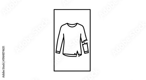 Minimalist icon illustrating a long-sleeved shirt with noticeable tears and wear